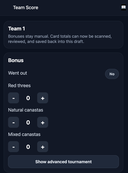 Manual bonus entry screen